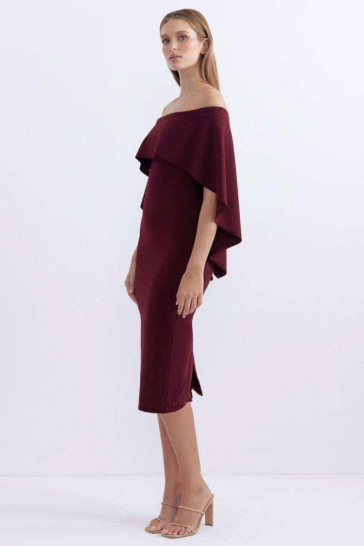Composure Long Midi Dress in Wine