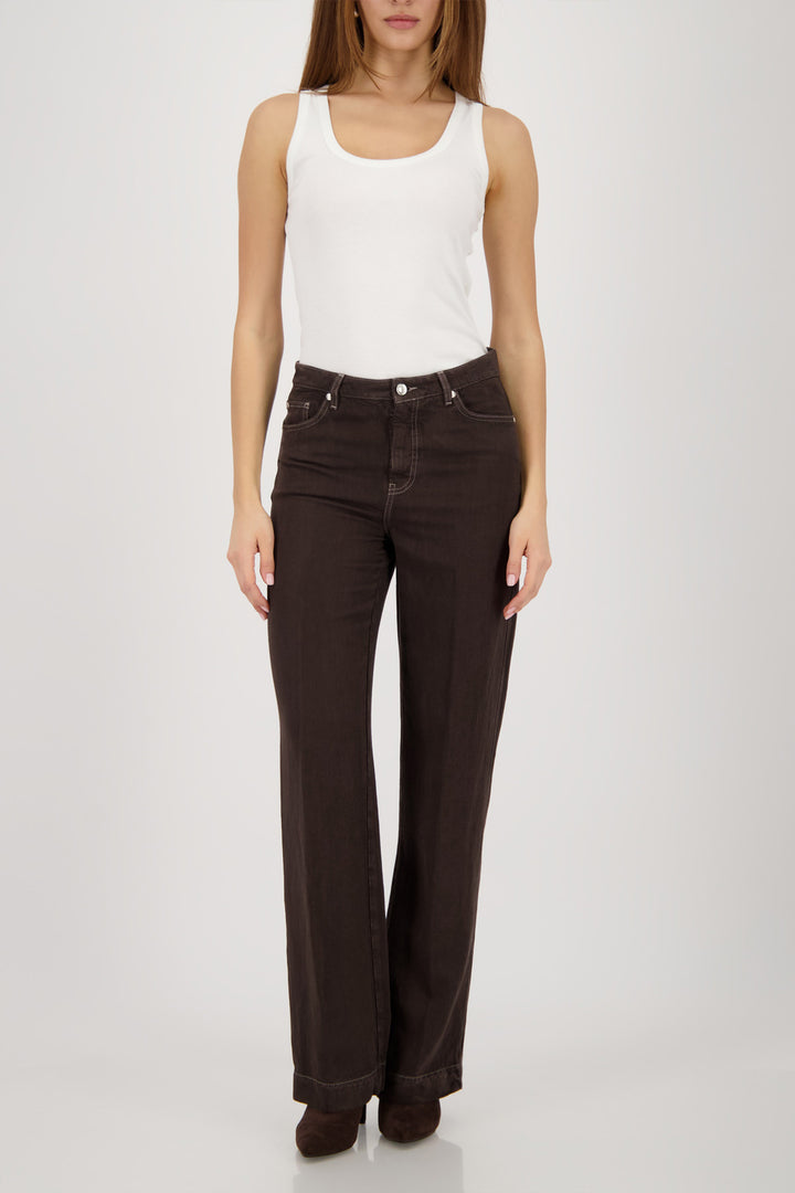Contrast Seam Jeans in Dark Chocolate
