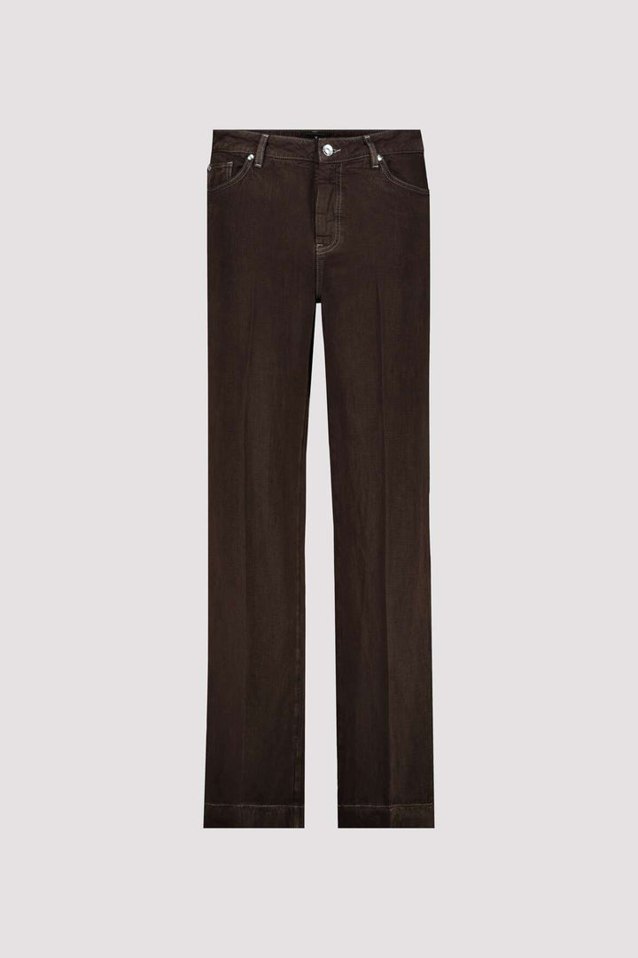 Contrast Seam Jeans in Dark Chocolate
