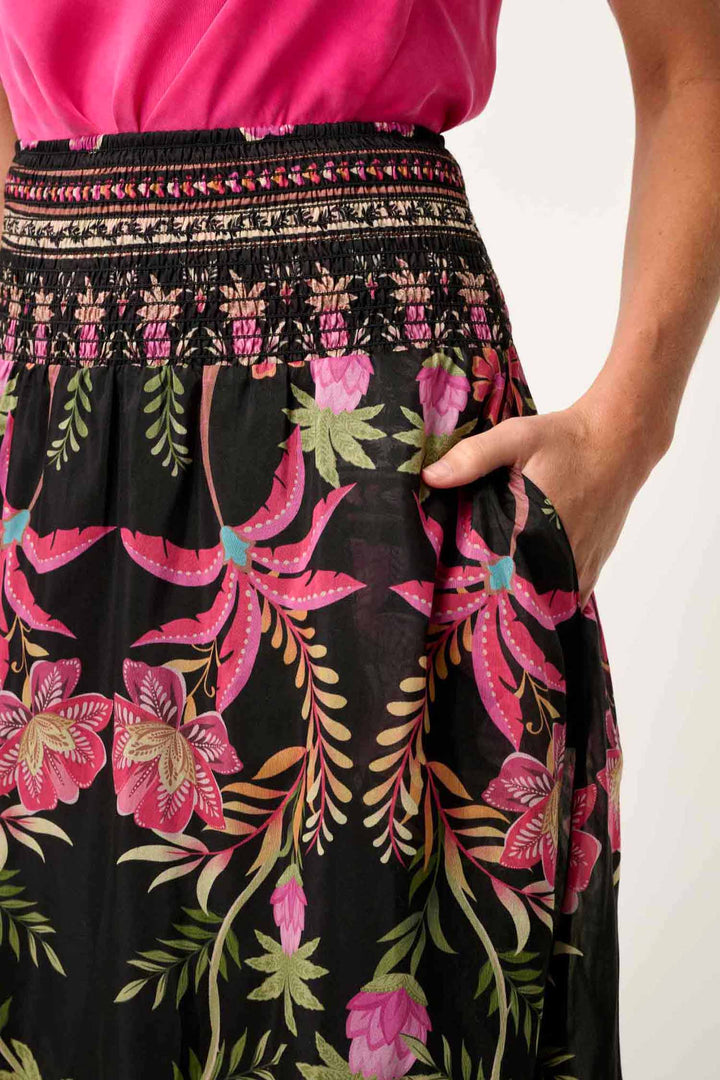 Cordelia Shirred Printed Skirt in Anthos Lotos