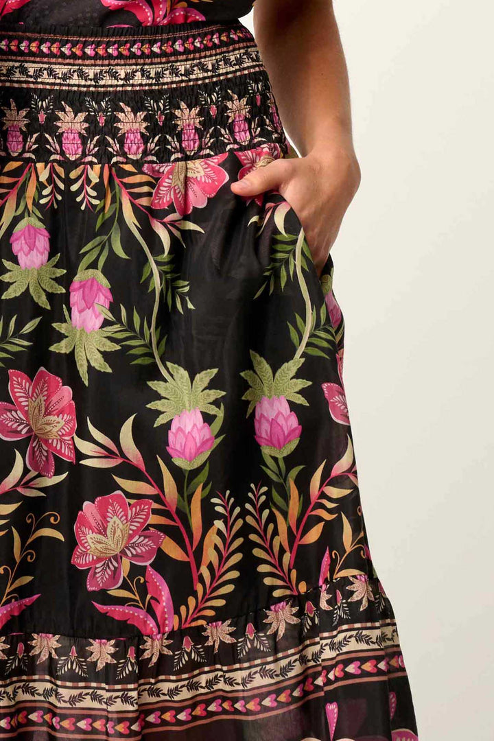 Cordelia Shirred Printed Skirt in Anthos Lotos