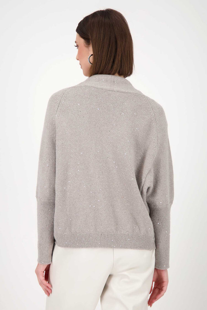 Cosy Knit Cardi w Sequins in Oyster Grey