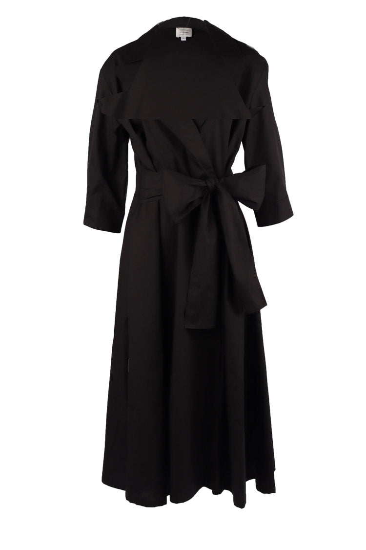 Cross Over Opera Coat Dress in Black