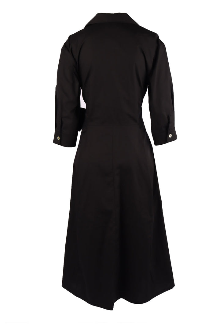 Cross Over Opera Coat Dress in Black