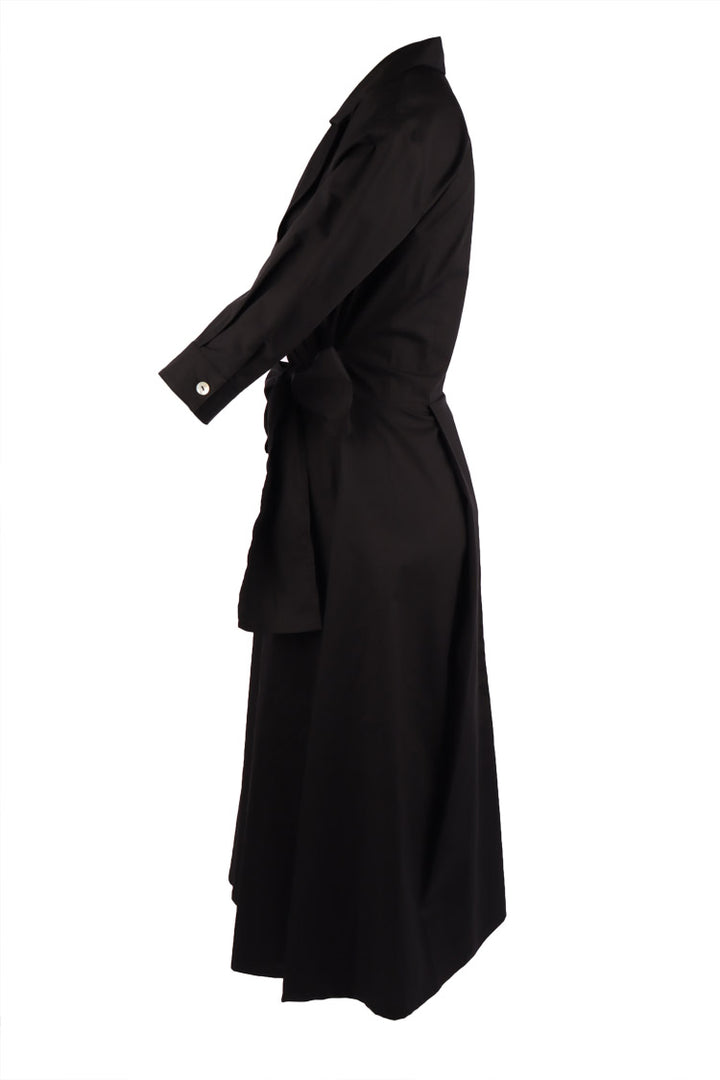 Cross Over Opera Coat Dress in Black