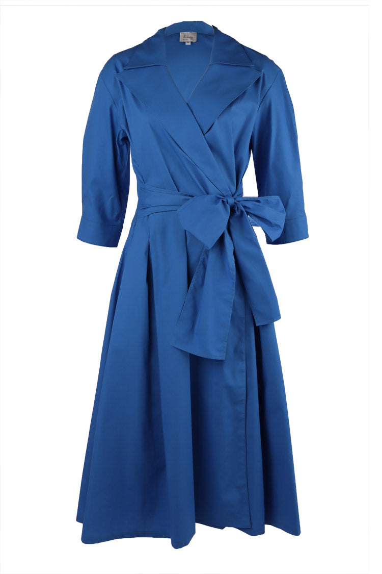 Cross Over Opera Coat Dress in Cobalt