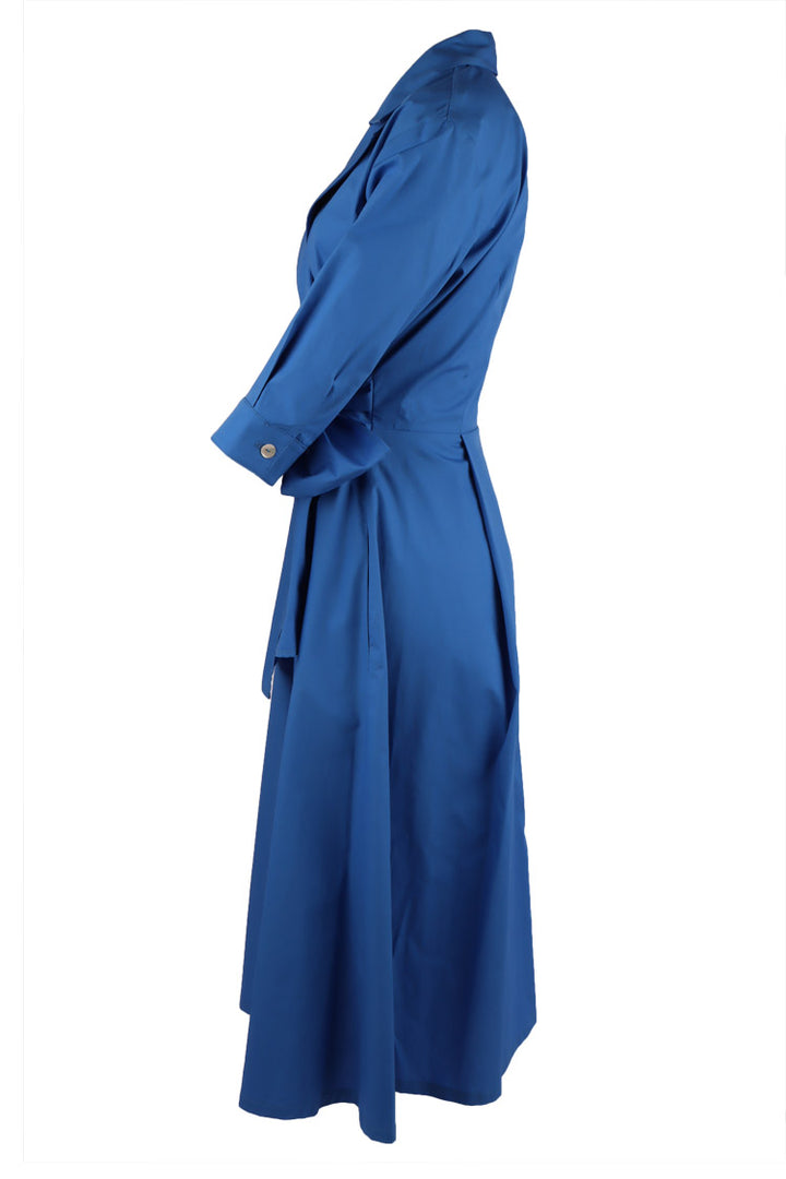 Cross Over Opera Coat Dress in Cobalt