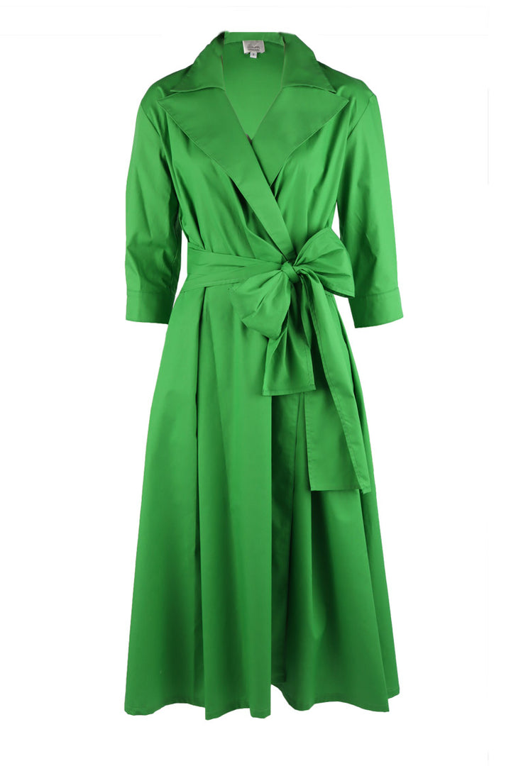 Cross Over Opera Coat Dress in Green