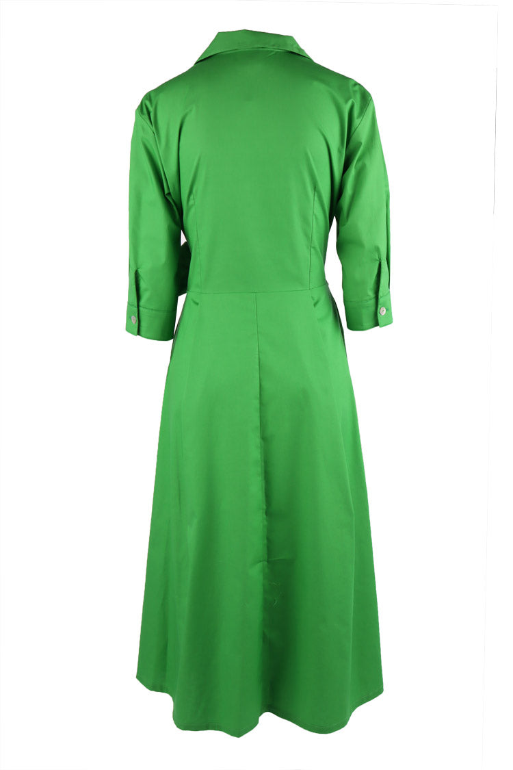 Cross Over Opera Coat Dress in Green