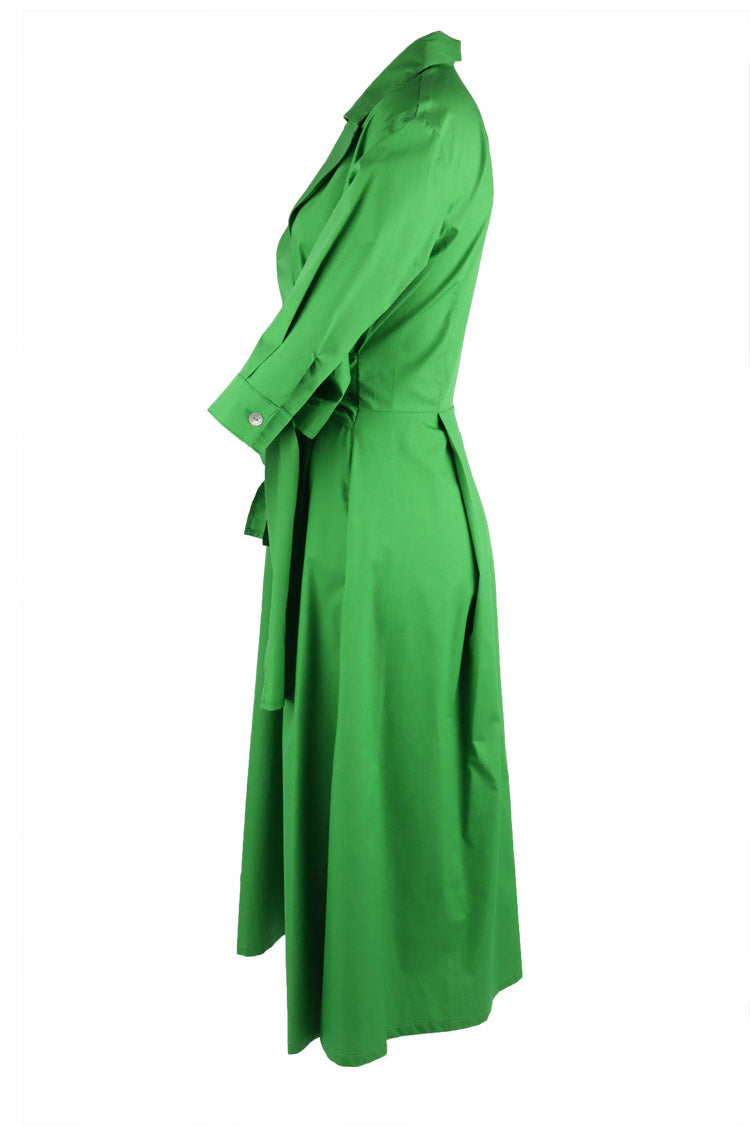Cross Over Opera Coat Dress in Green