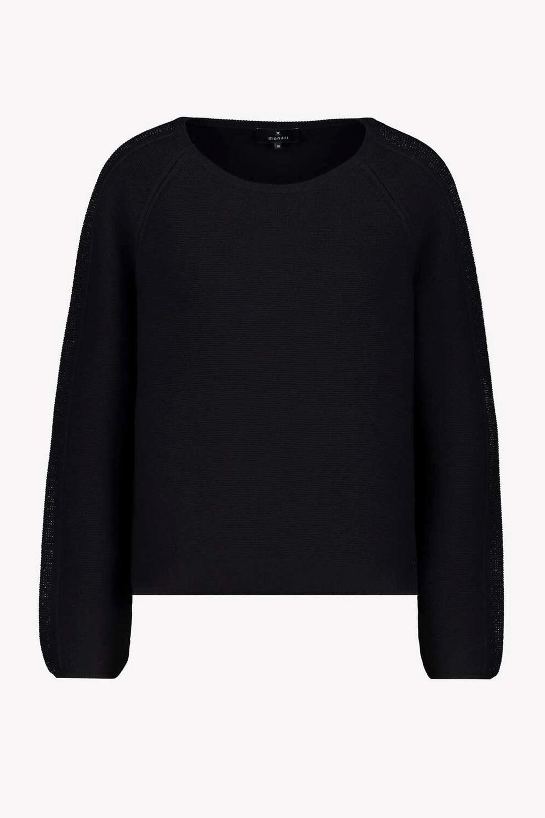 Cotton Wool Knit w Crystal Sleeve Detail in Black