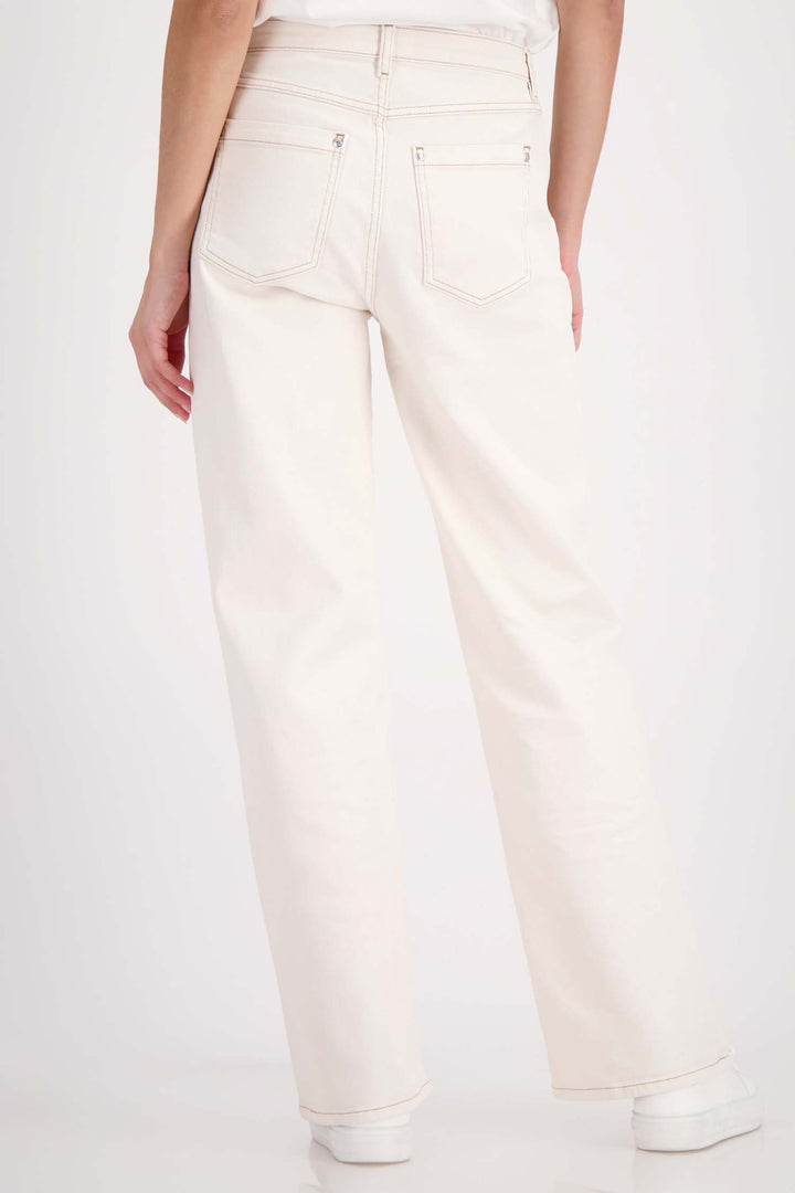 Flare Contrast Seam Jean in Beige
