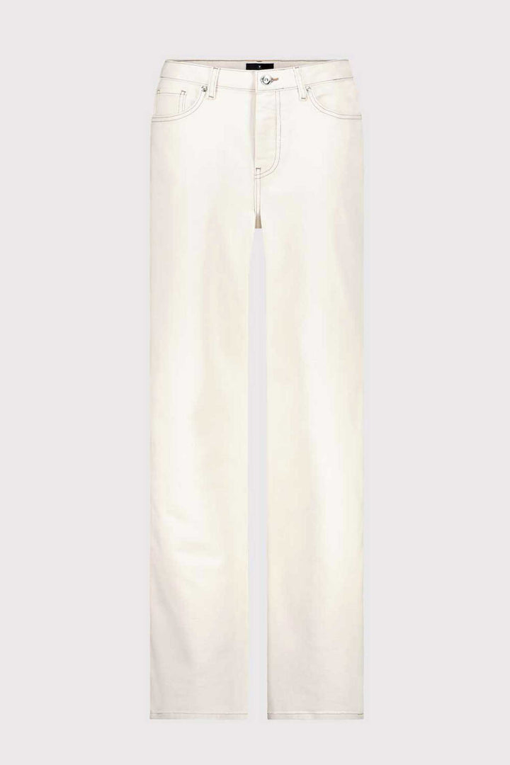 Flare Contrast Seam Jean in Beige