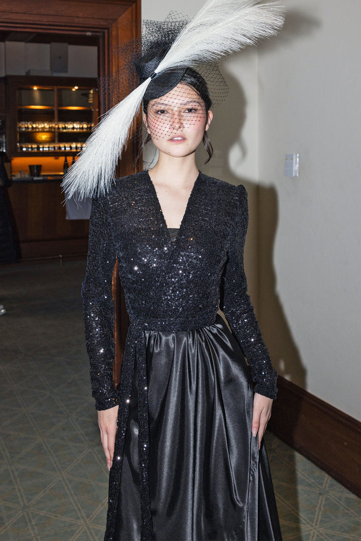 Crop Sequin Jacket in Black