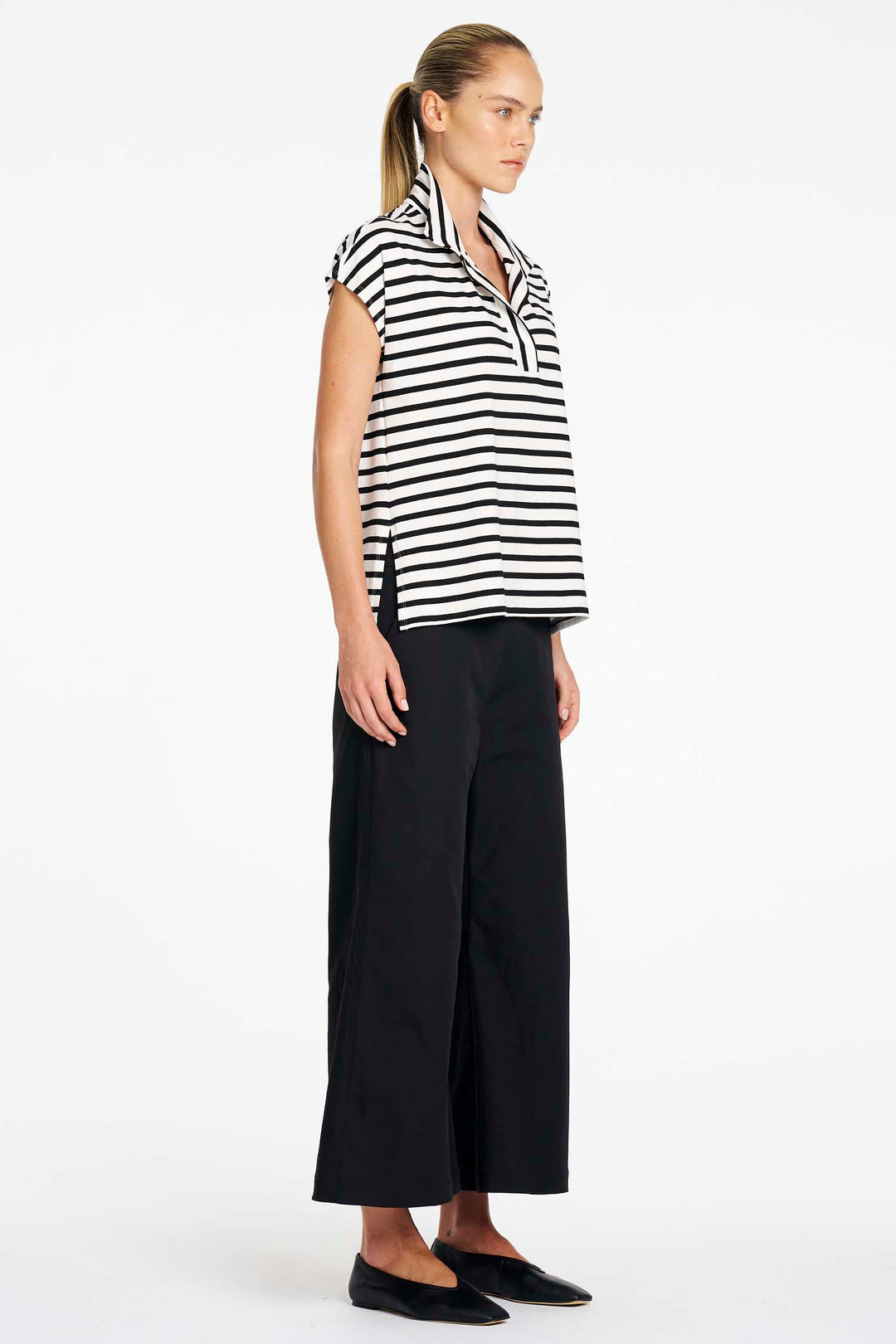 Crop Flat Pant in Black