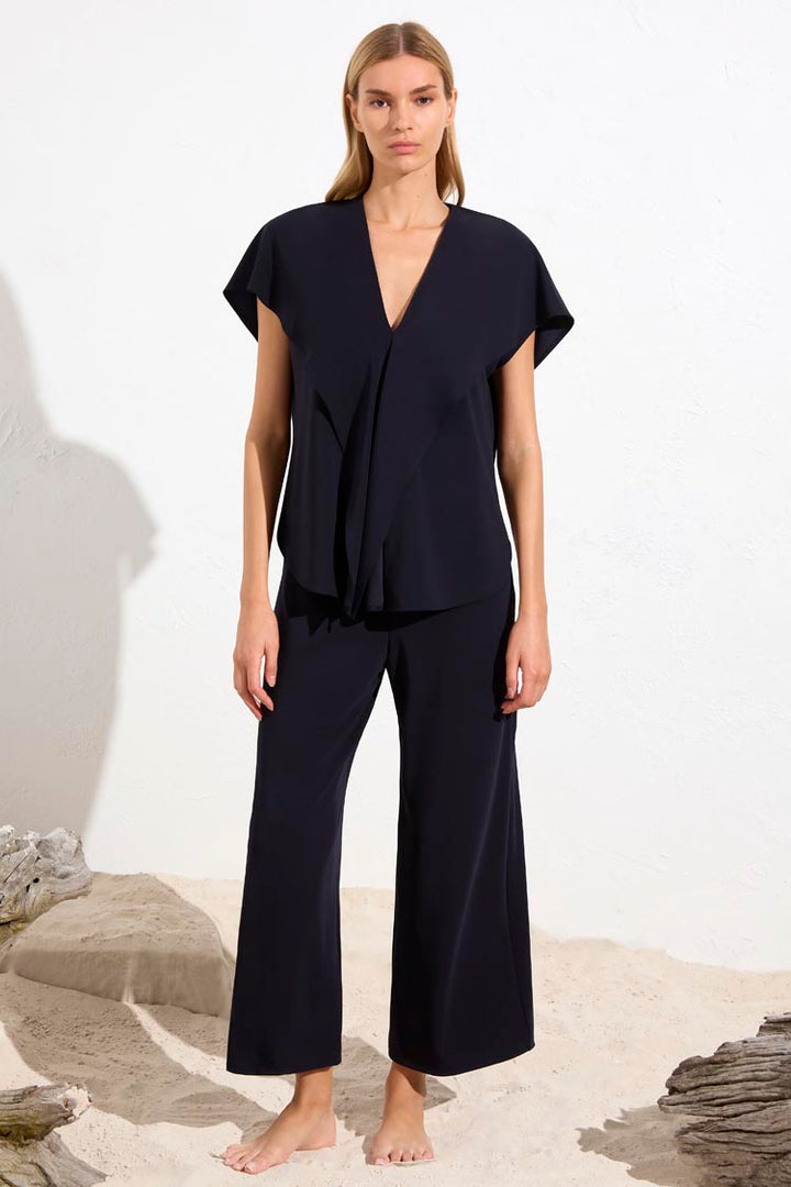 Crop Palazzo Pant in True Navy