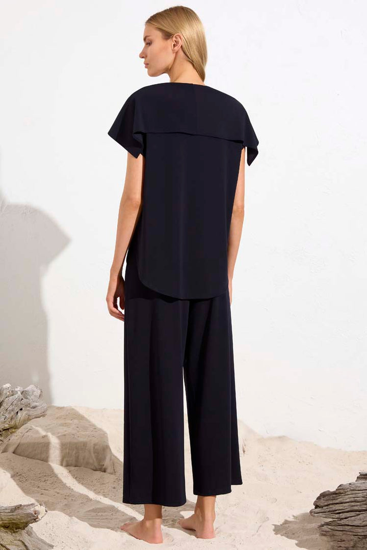 Crop Palazzo Pant in True Navy