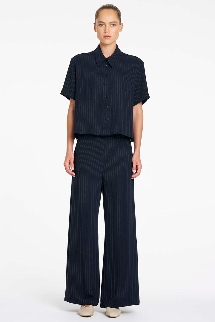 Crop Shirt in Navy/Chalk