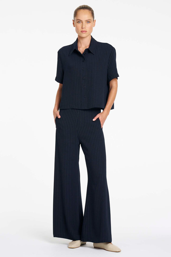 Crop Shirt in Navy/Chalk