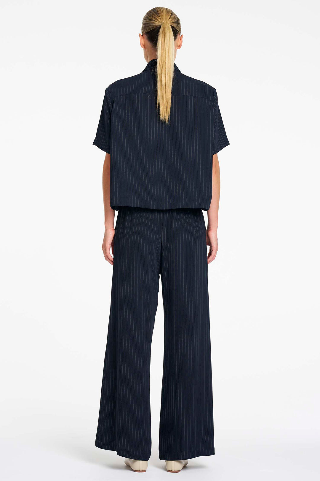 Crop Shirt in Navy/Chalk