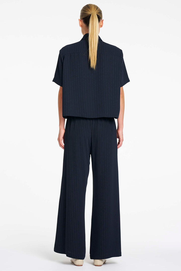 Crop Shirt in Navy/Chalk