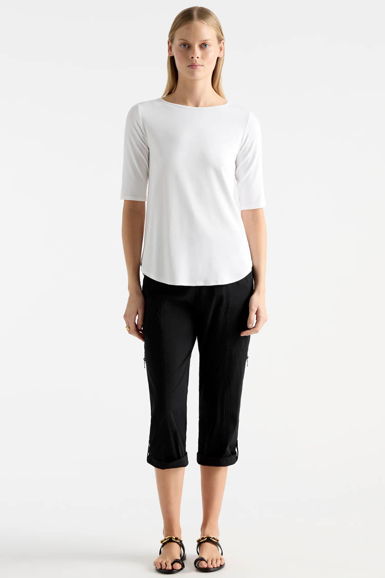 Cropped Zip Cargo in Black