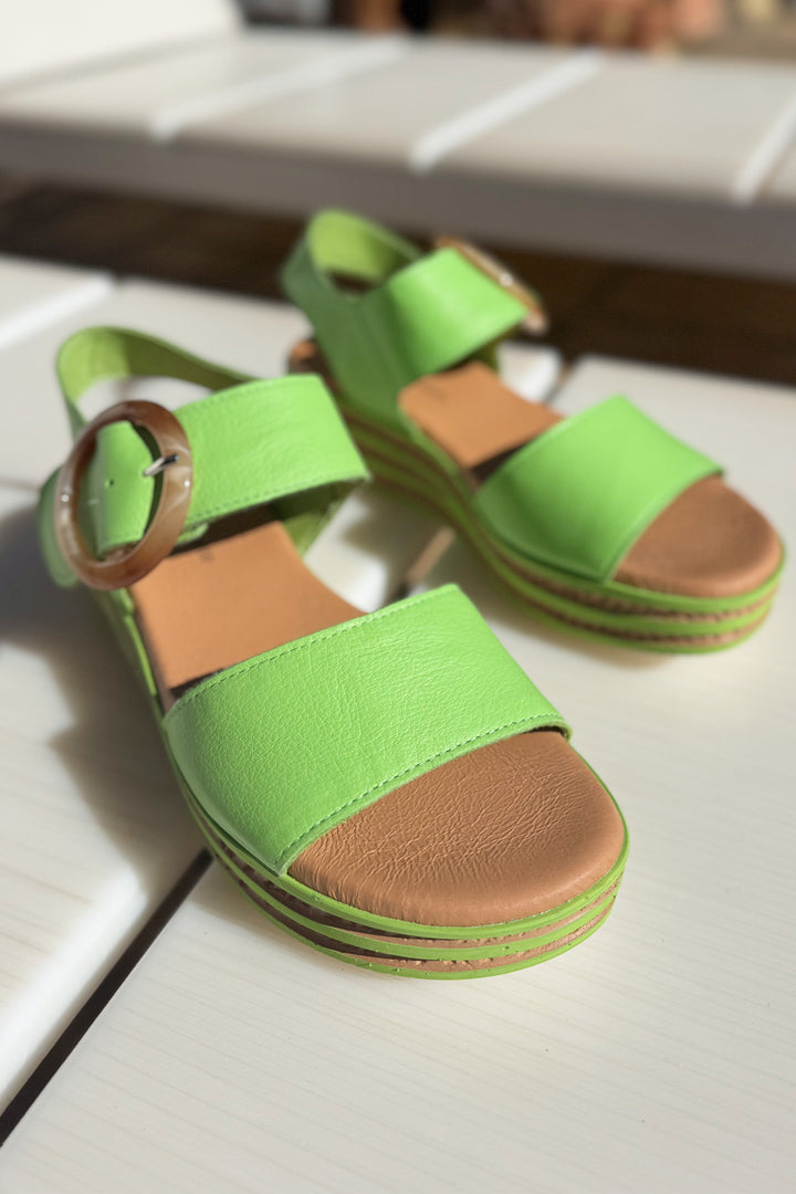 Cubbie Leather Sandals in Lime