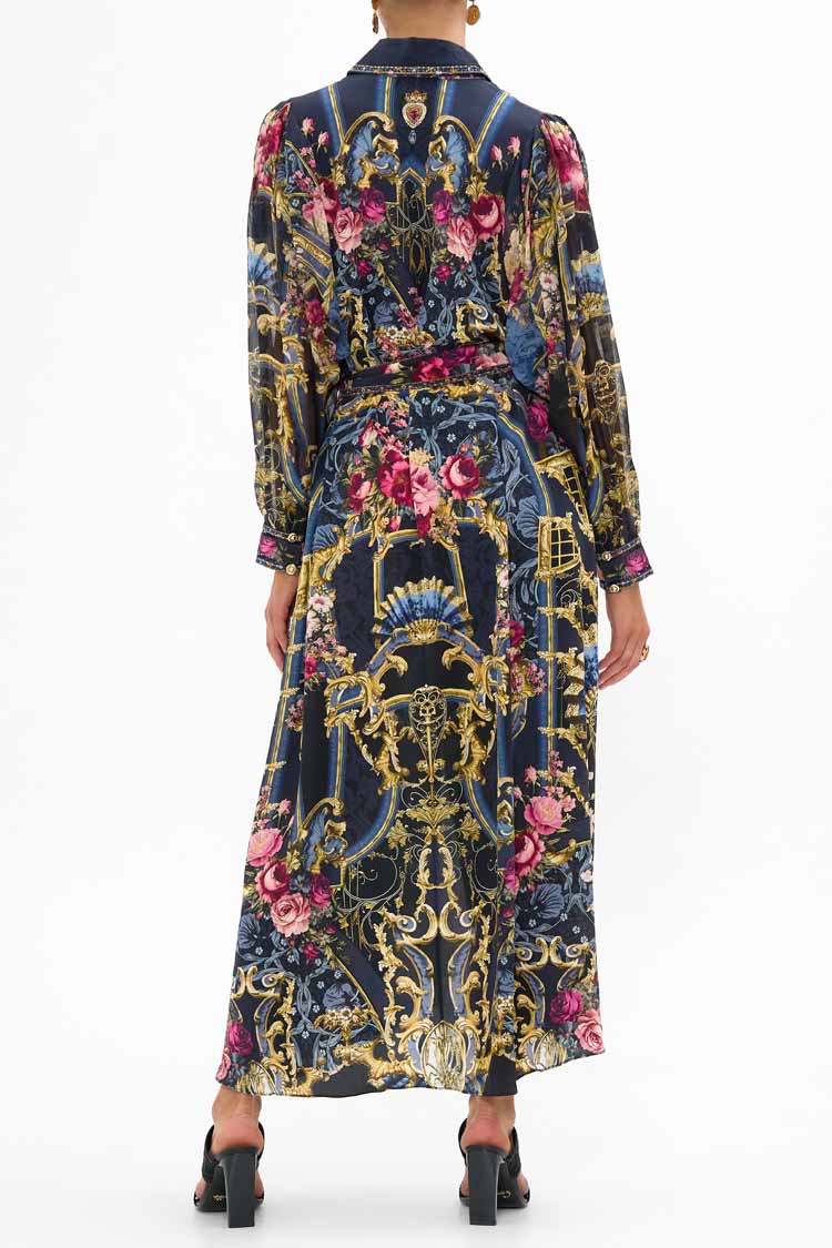 Curved Collar Shirt Dress in Ornate on a Plate