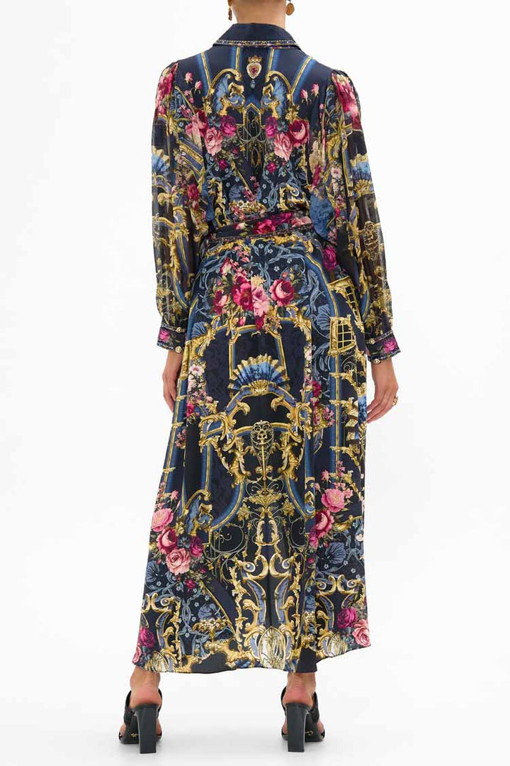 Curved Collar Shirt Dress in Ornate on a Plate