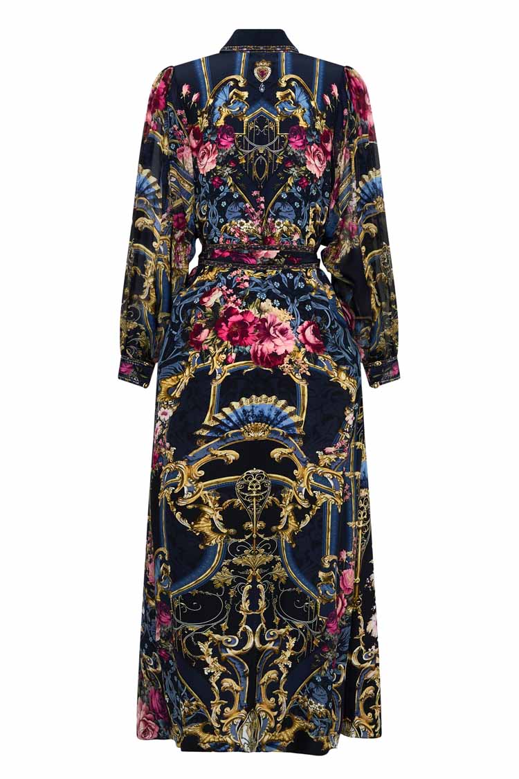Curved Collar Shirt Dress in Ornate on a Plate