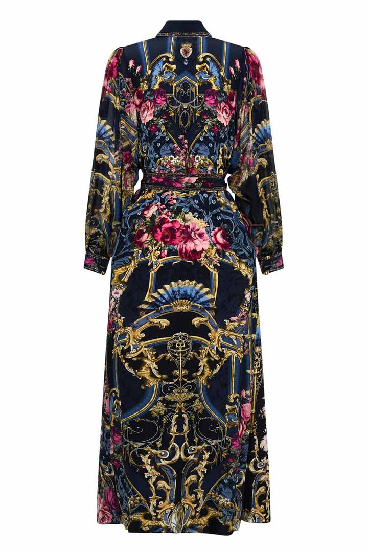 Curved Collar Shirt Dress in Ornate on a Plate