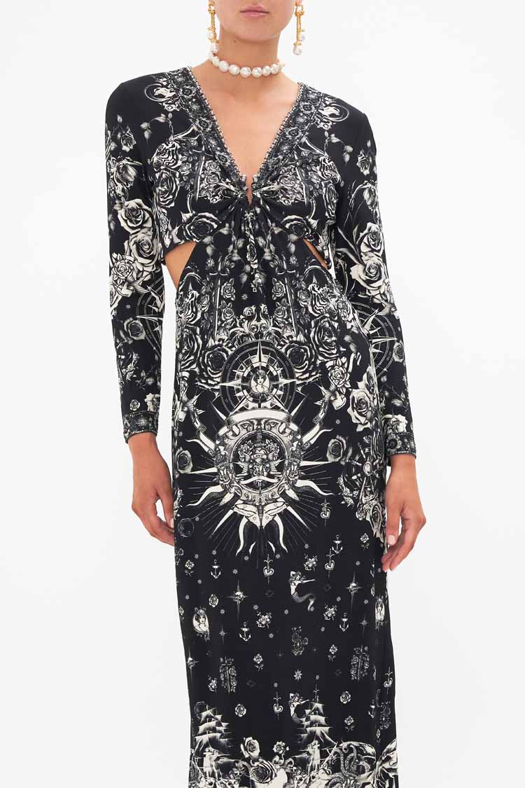 Cut Out Jersey Dress in Tales Of Tattoo | FINAL SALE