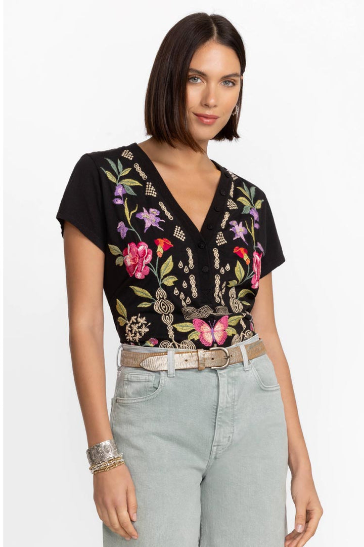 Dacie Button Neck Knit Tee