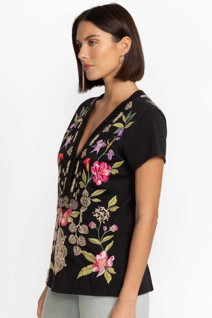 Dacie Button Neck Knit Tee