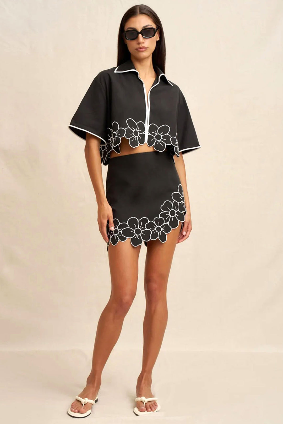 Dahlia Crop Shirt in Black