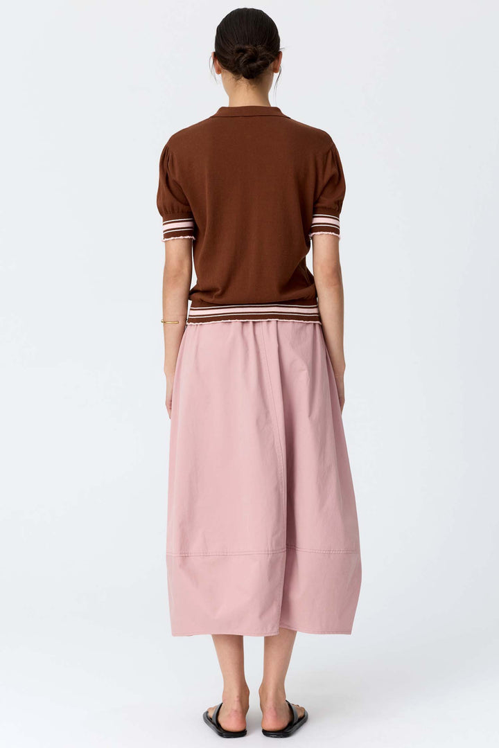 Dahlia Knit Polo in Toffee/Pink