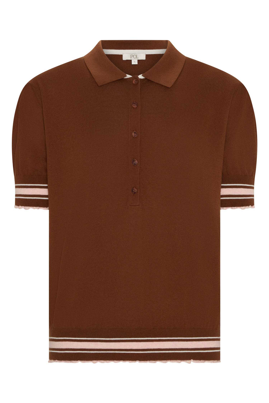 Dahlia Knit Polo in Toffee/Pink