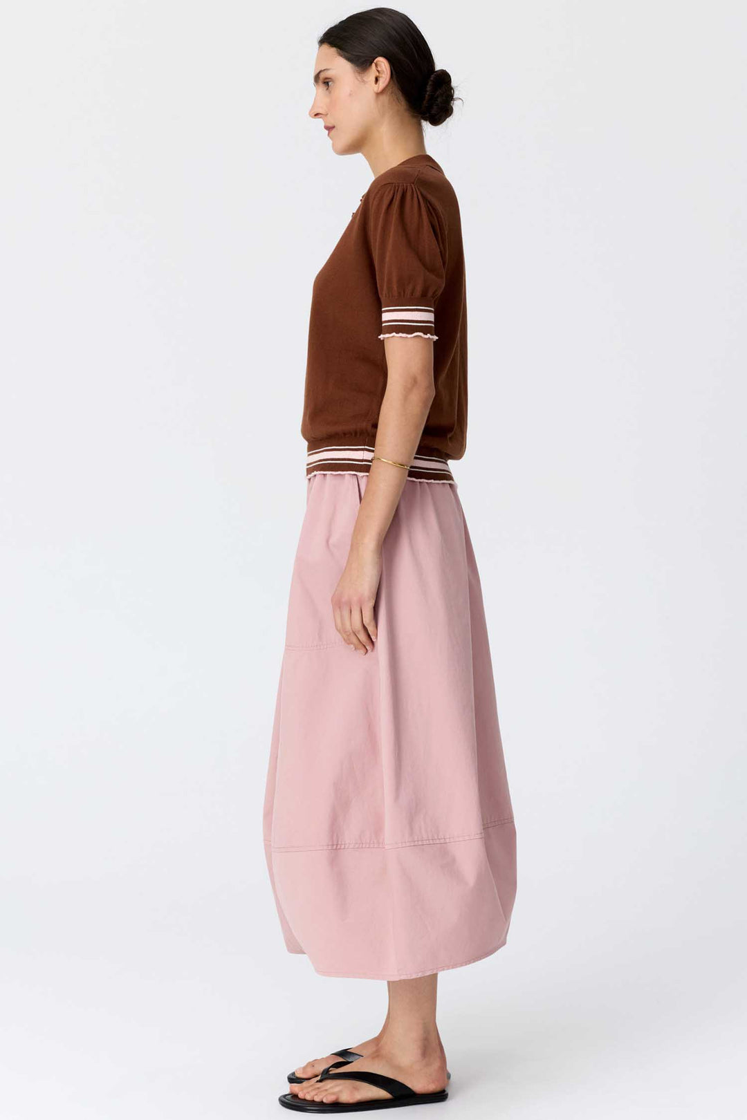 Dahlia Knit Polo in Toffee/Pink