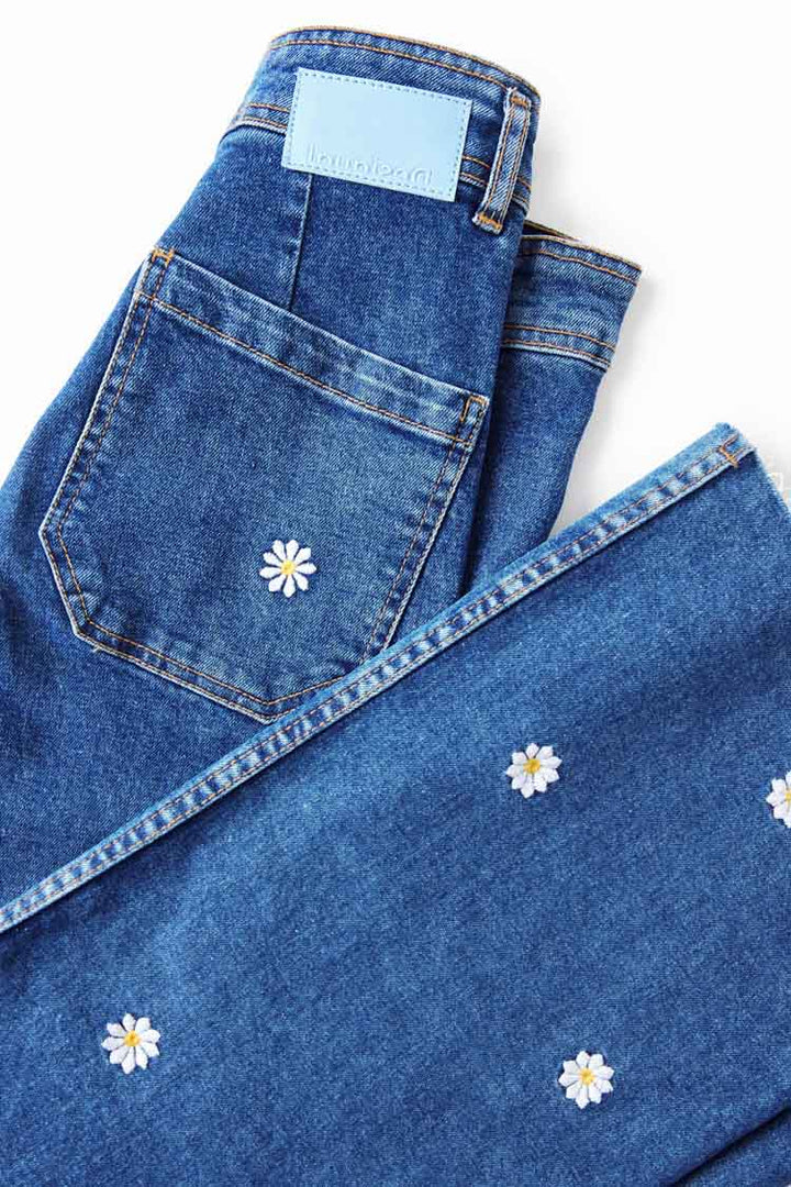 Daisy Cropped Culotte Jeans in Denim