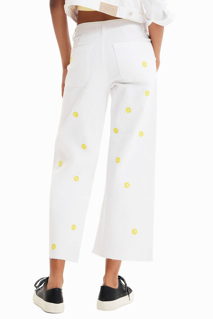 Daisy Cropped Culotte Jeans in White | FINAL SALE