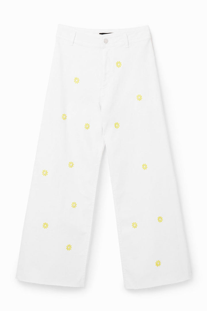 Daisy Cropped Culotte Jeans in White | FINAL SALE