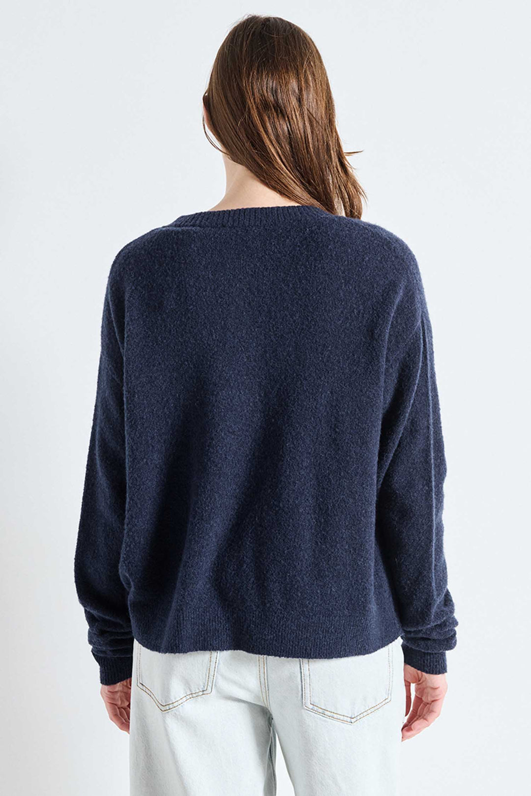 Damsville LS Cardigan in Navy Blue Black Melange