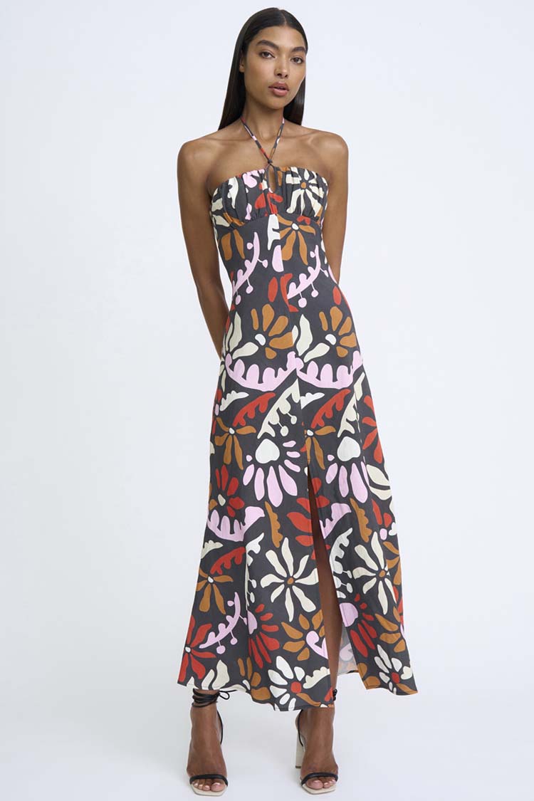 Dandy Breeze Gathered Halter Dress