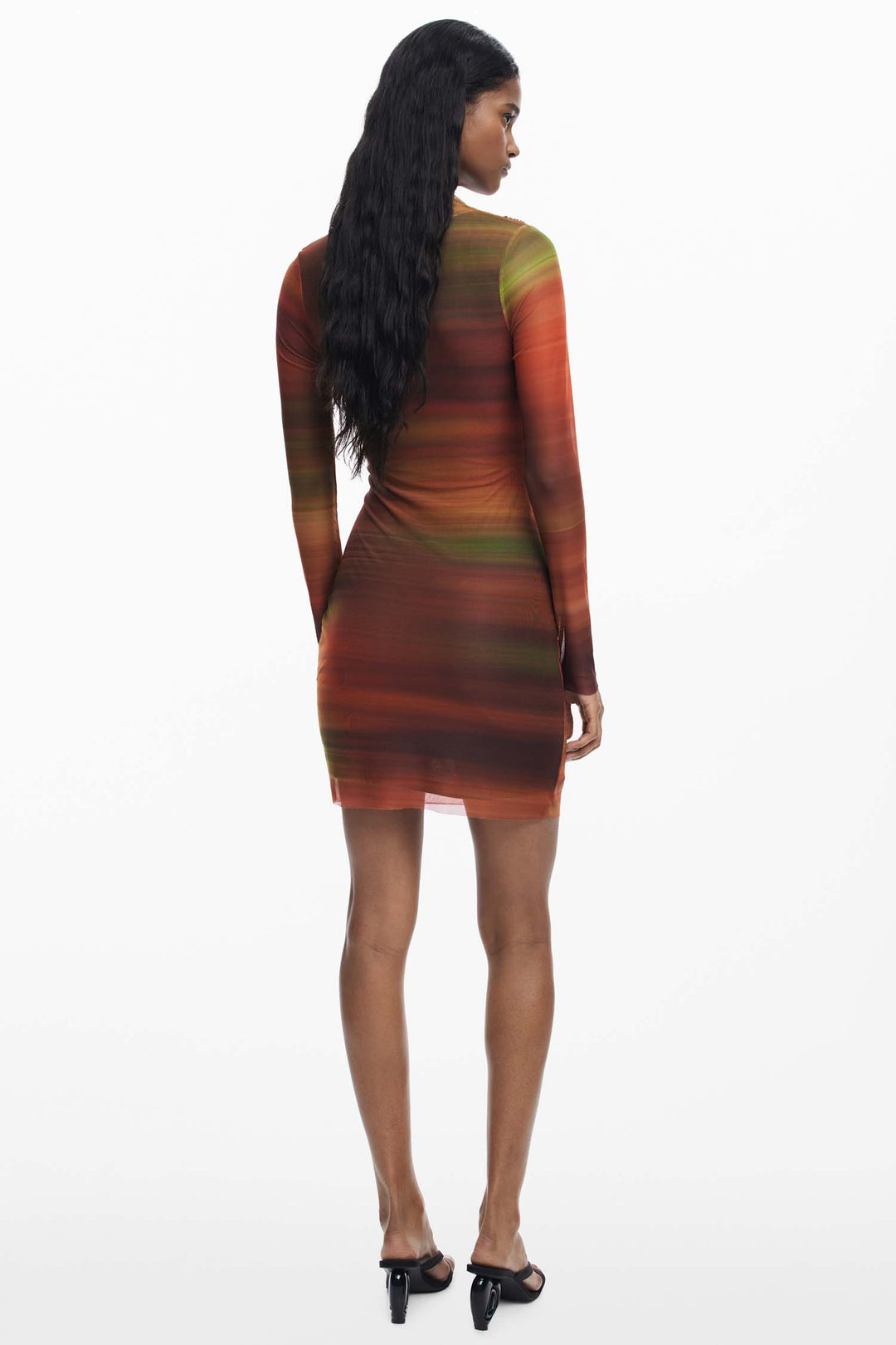 Dante Draped Tulle Mini Dress in Caldera Oscuro