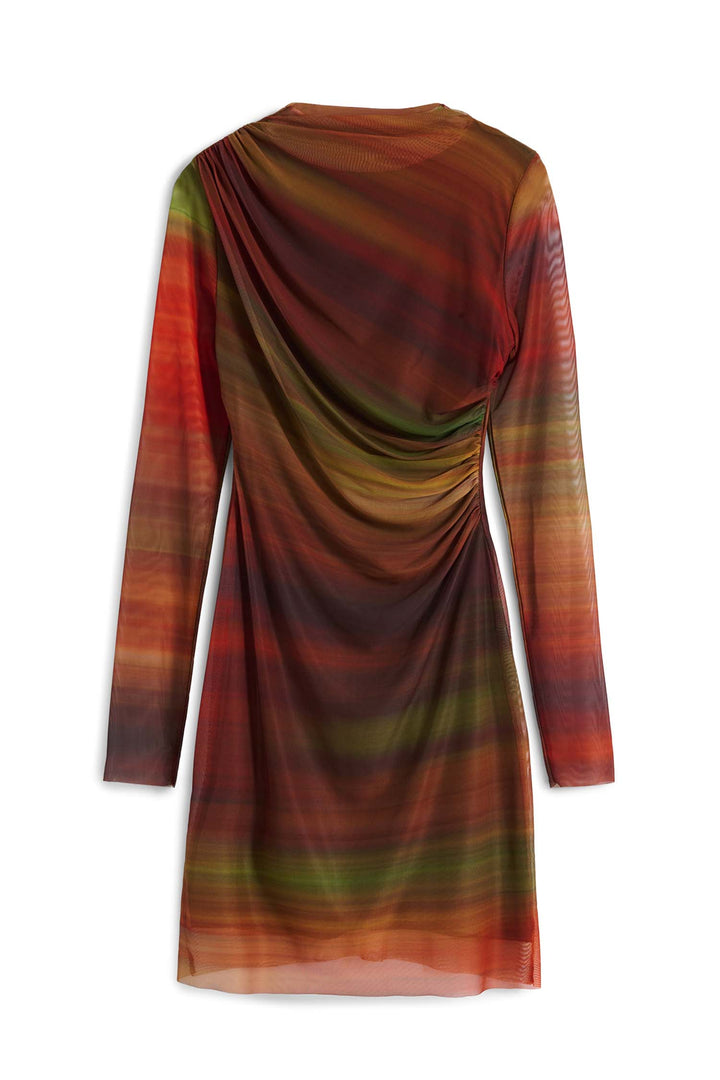 Dante Draped Tulle Mini Dress in Caldera Oscuro