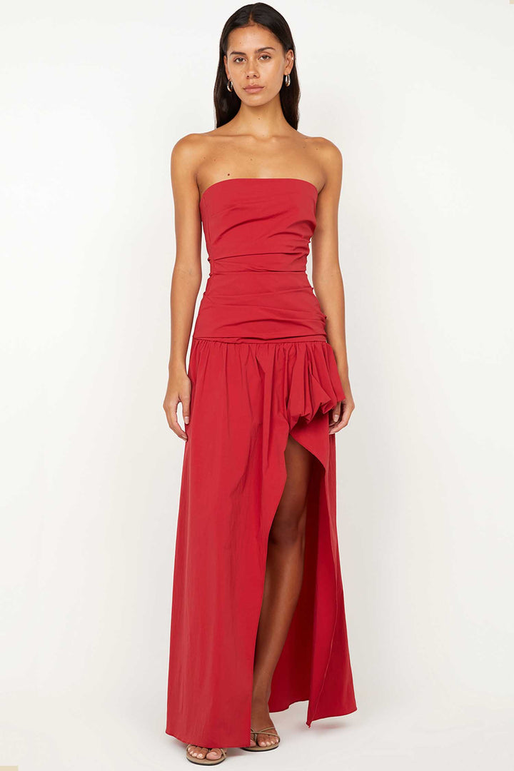 Dante Strapless Maxi Dress in Cherry