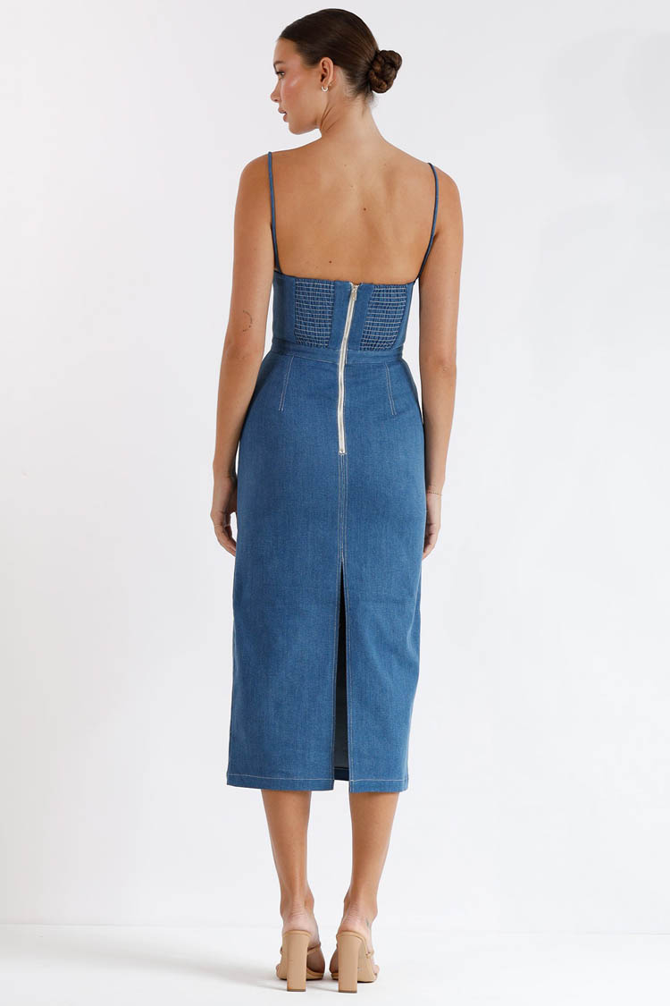 Daybreak Bustier Denim Midi Dress
