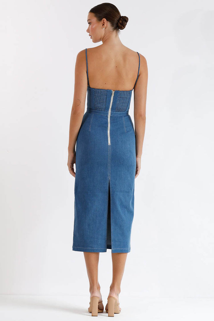 Daybreak Bustier Denim Midi Dress