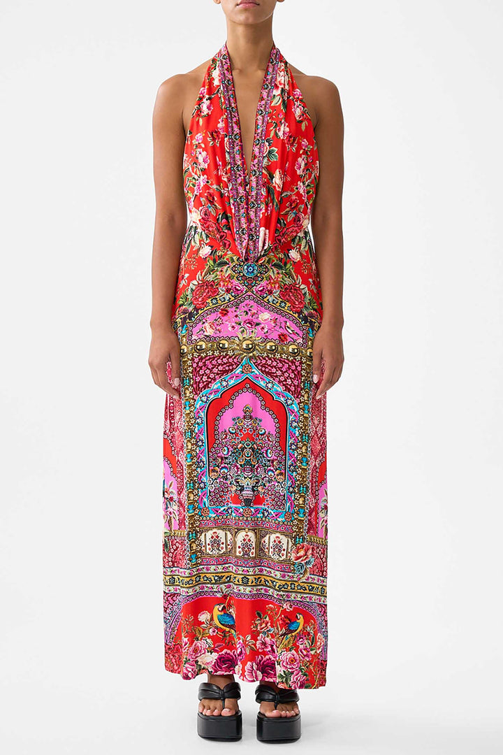 Deep Cow Plunge Dress in Heirloom Empire