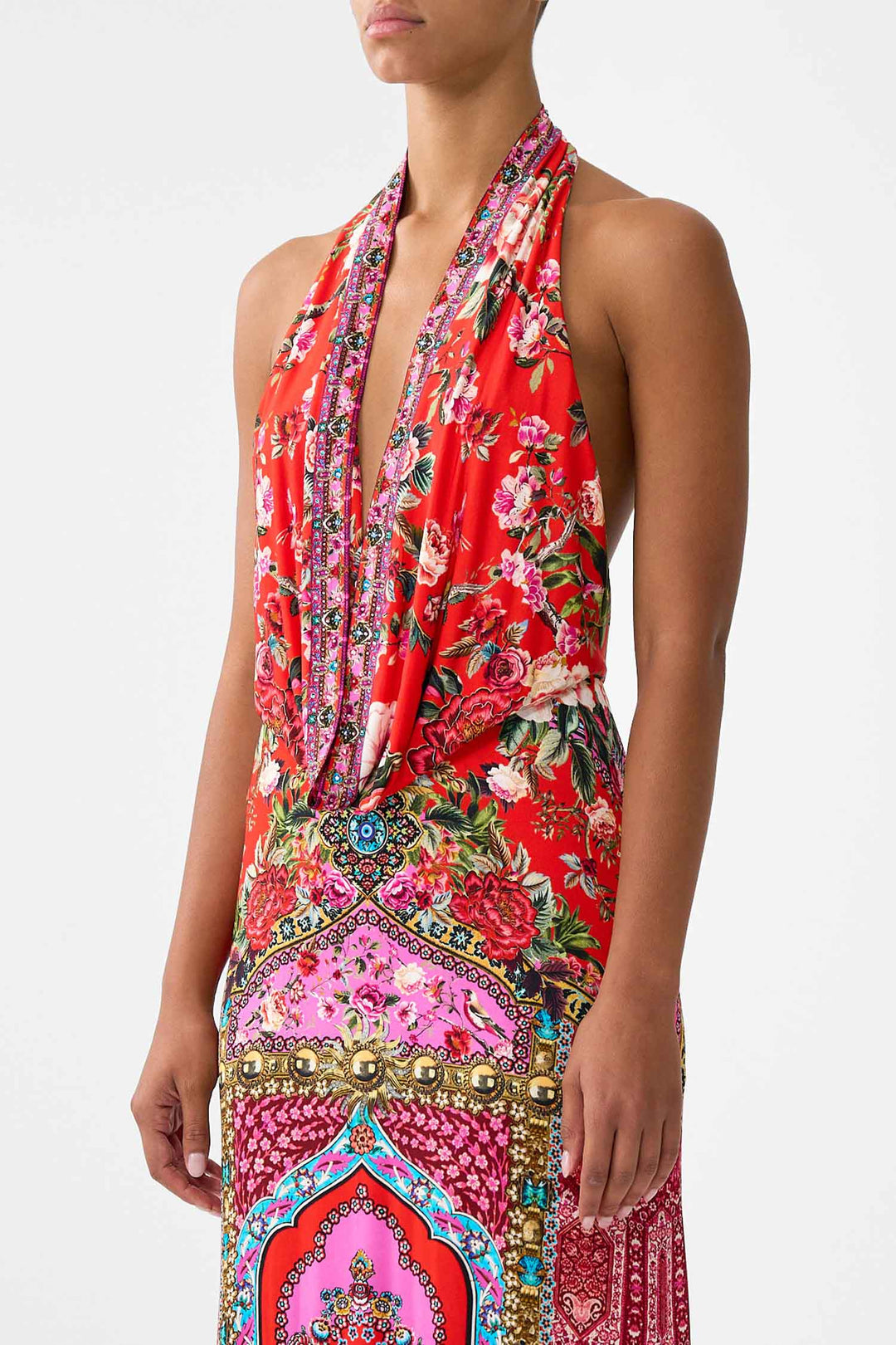 Deep Cow Plunge Dress in Heirloom Empire